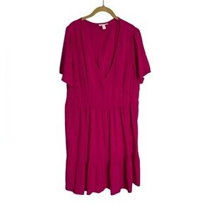 Knox Rose Hot Pink V Neck Stripe Magenta Dress XXL